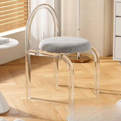 Stijlvol geassembleerde Acrylische transparante make-up stoel voor slaapkamer, balkon en eetkamer gebruik