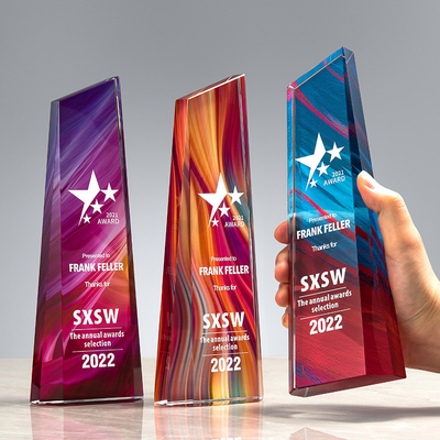 Creative Acrylic Award met UV-printing, Lucite Plaque voor de jaarlijkse werknemersconferentie en eretitel.