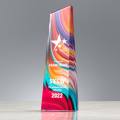 Creative Acrylic Award met UV-printing, Lucite Plaque voor de jaarlijkse werknemersconferentie en eretitel.