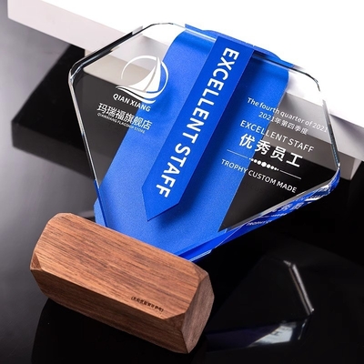 Giải thưởng Acrylic tùy chỉnh với tấm bảng gỗ sáng tạo cho giải thưởng hội nghị kỷ niệm và nhân viên xuất sắc