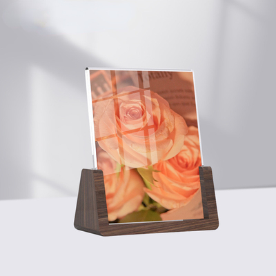 Gepersonaliseerd Acrylisch en Hout U-vormig fotoraam, Desktop Acrylisch Foto Display 6x7, 7x7 en 8x10 inch