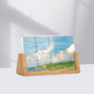 Gepersonaliseerd Acrylisch en Hout U-vormig fotoraam, Desktop Acrylisch Foto Display 6x7, 7x7 en 8x10 inch