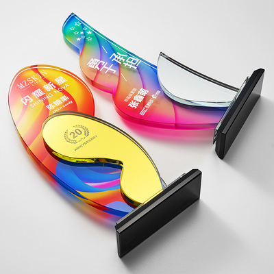 Στυλάτο Custom Colorful Acrylic Award Trophy Πλεξίγλαση με UV εκτύπωση και χαρακτική για επαγγελματική αναγνώριση ή εορτασμό επετείου