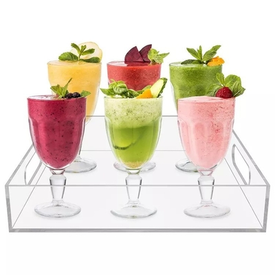HOT VENDE Acrylische vierkante opslagplaat Home Fruit and Snack Food Tray met handvaten Hotel opslagcontainer